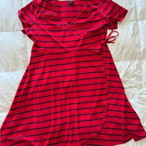Torrid Red and Black Striped Midi Dress